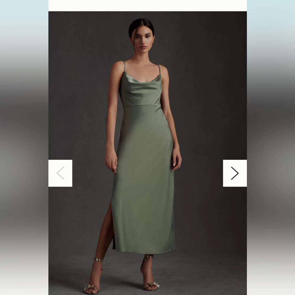 BHLDN Cali Satin Cowl-Neck Midi Slip Dress